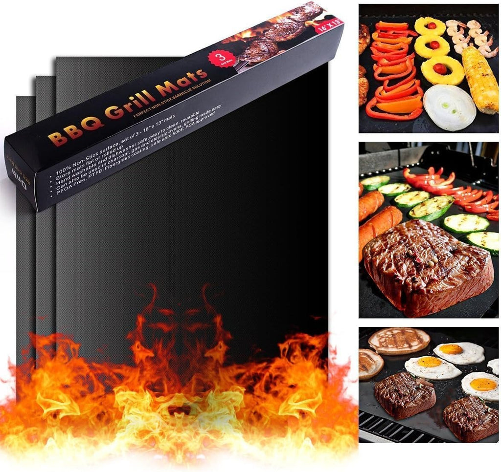 Stick Reusable BBQ Grill Mats Set of 3