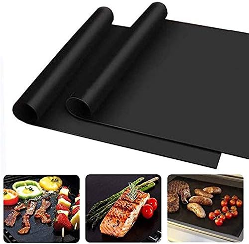 Black Non Stick Reusable BBQ Grill Mats 2 Pack
