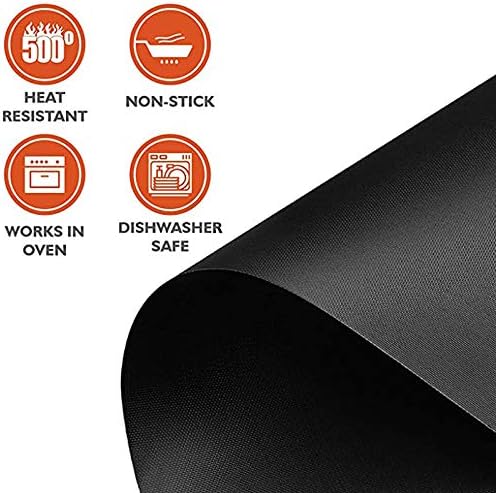 Black Non Stick Reusable BBQ Grill Mats 2 Pack
