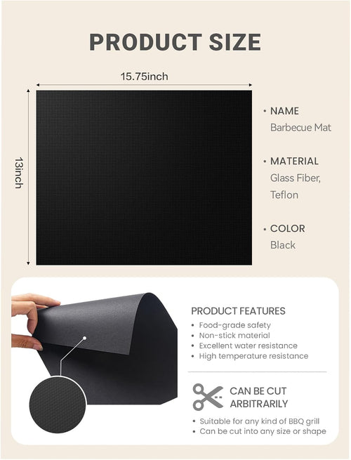Black Copper Reusable Grill Mats 5PCS
