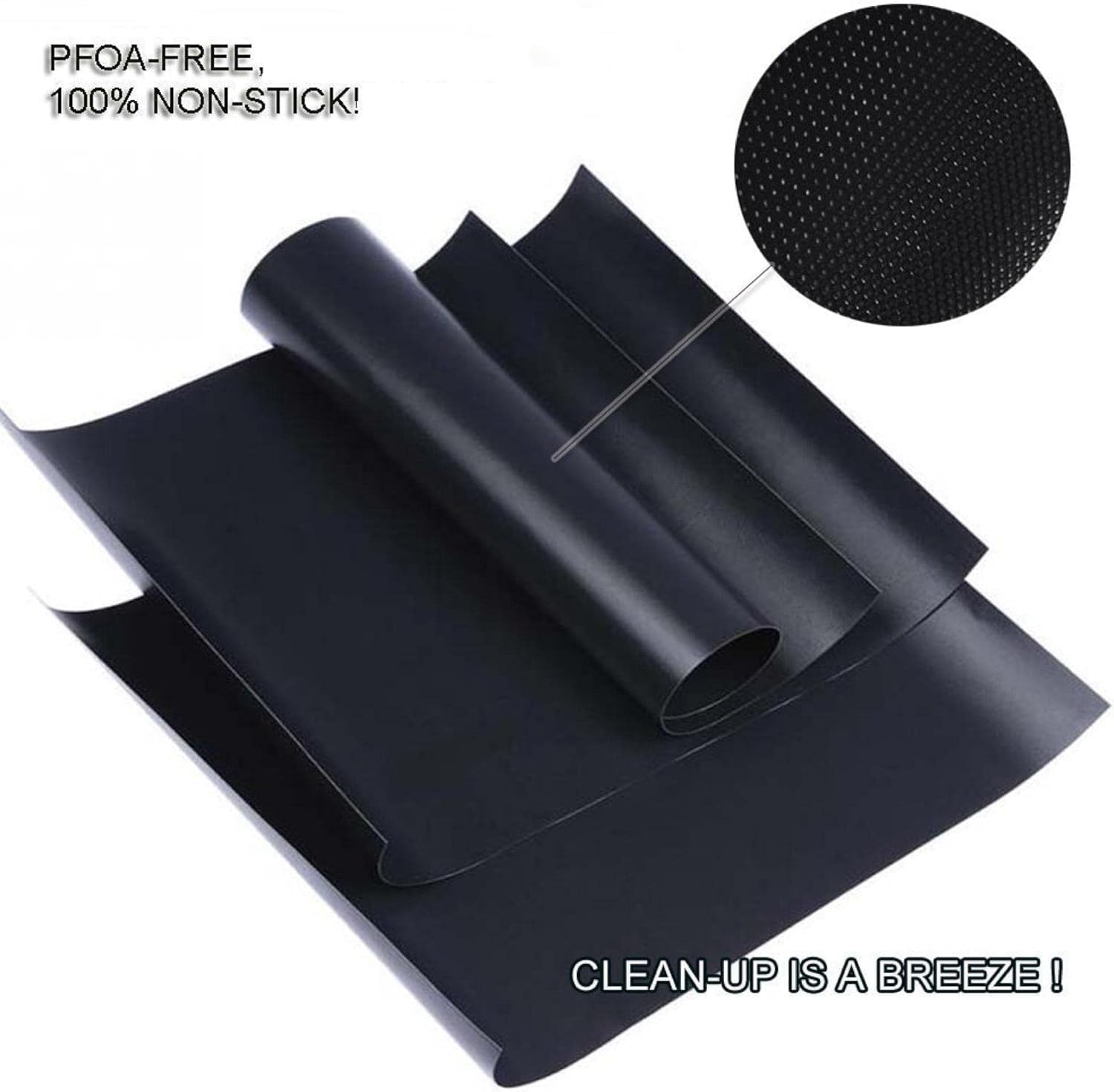 Black Non-Stick Reusable Grill Mats Set of 6