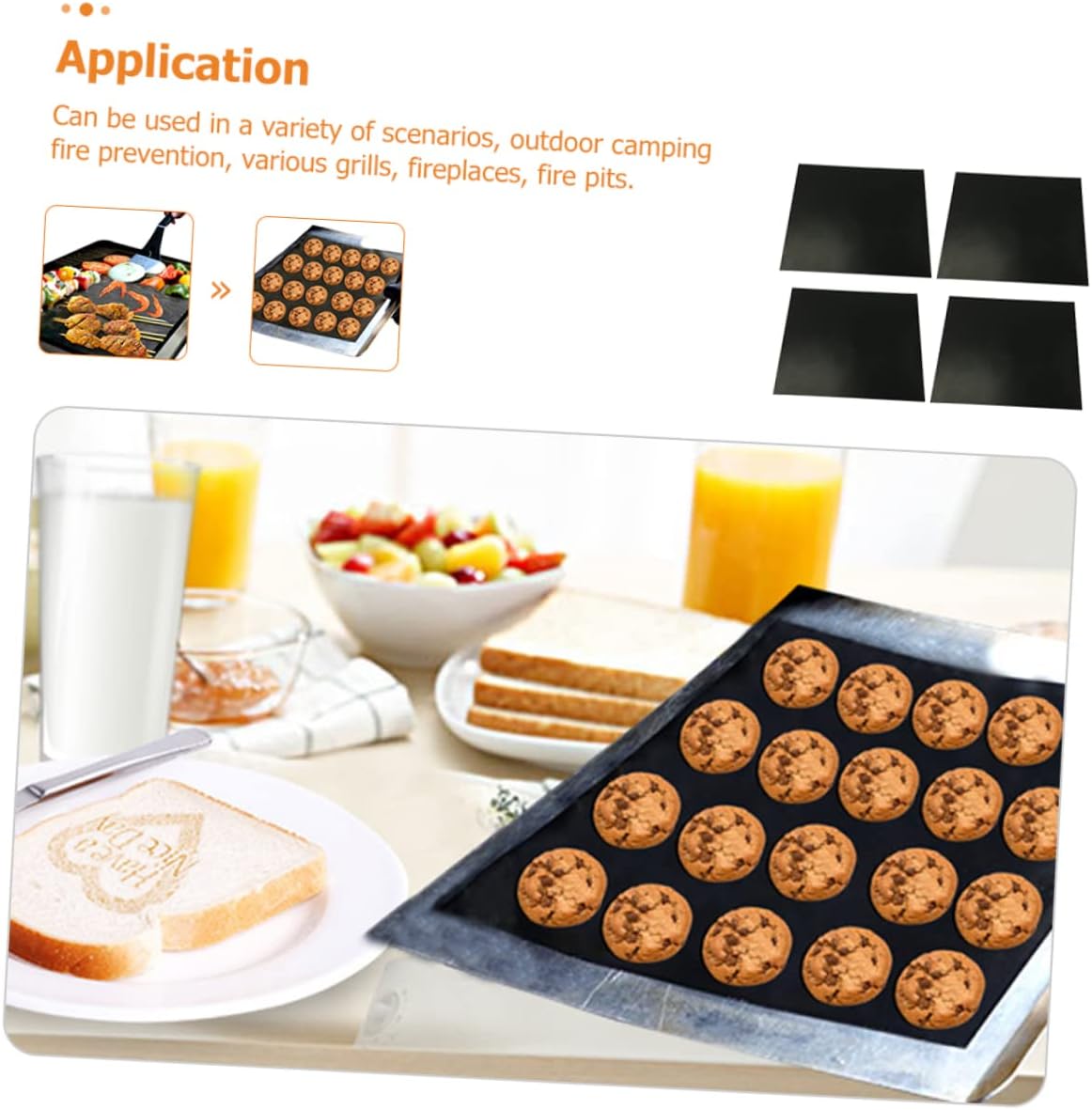 Non-Stick BBQ Grill Mats 4Pcs