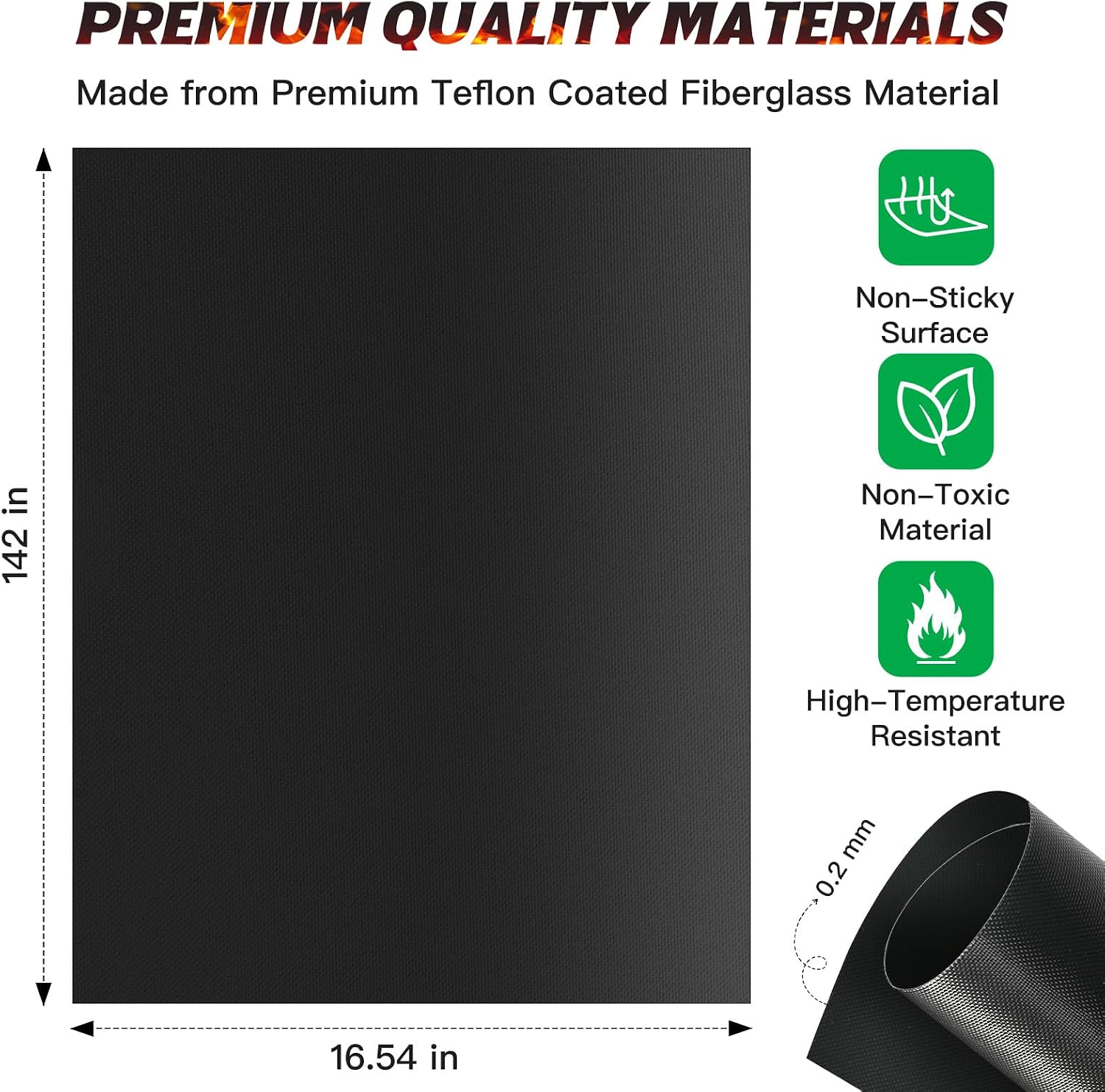 Black Non Stick Reusable Grill Mats