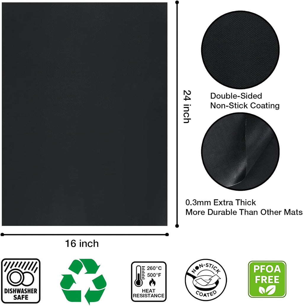 Black Non-Stick Oven Liner Mats 4 Pack