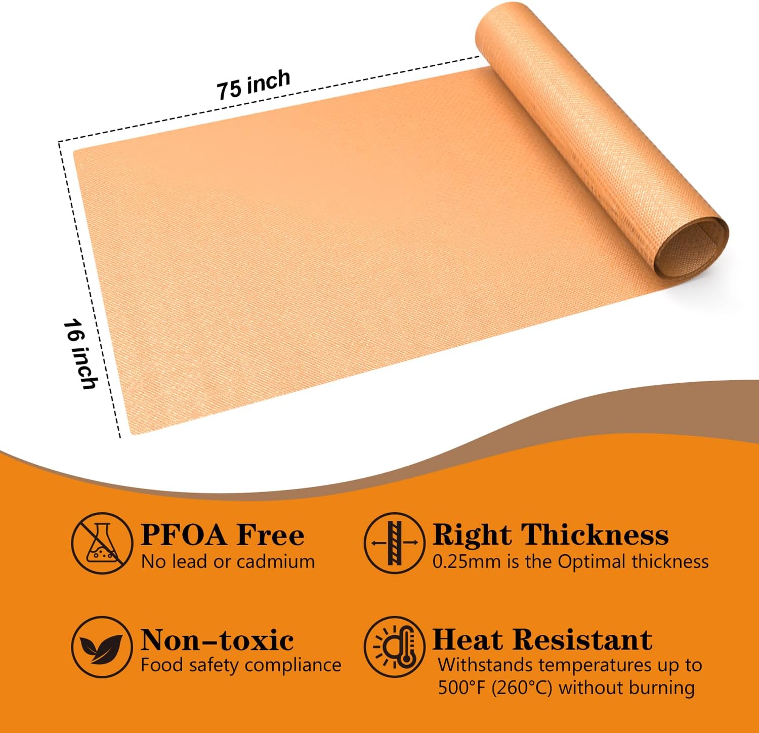 Copper Reusable Oven Liner Roll 75 Inch