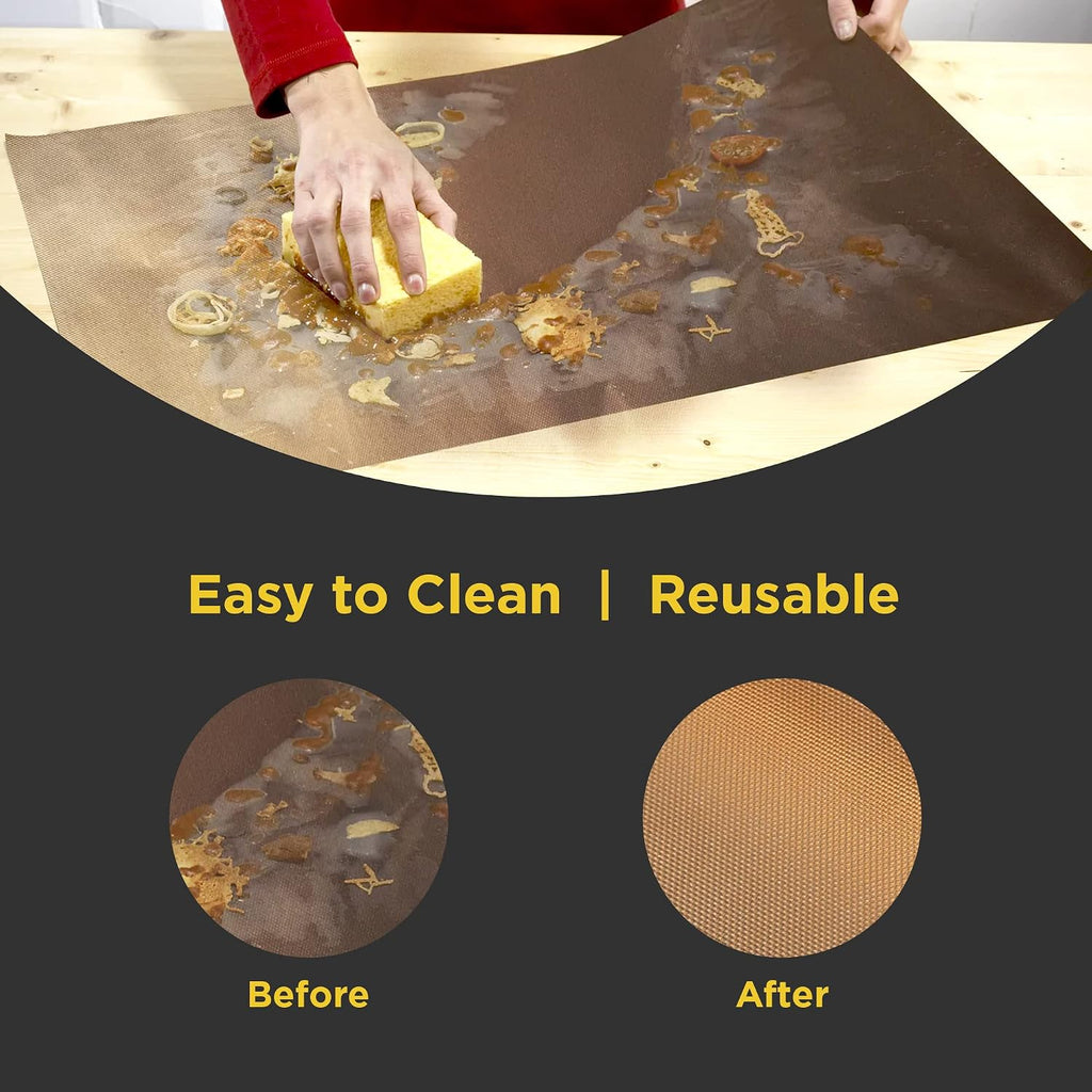 Copper Non-Stick Reusable Grill & Baking Mats Set of 2