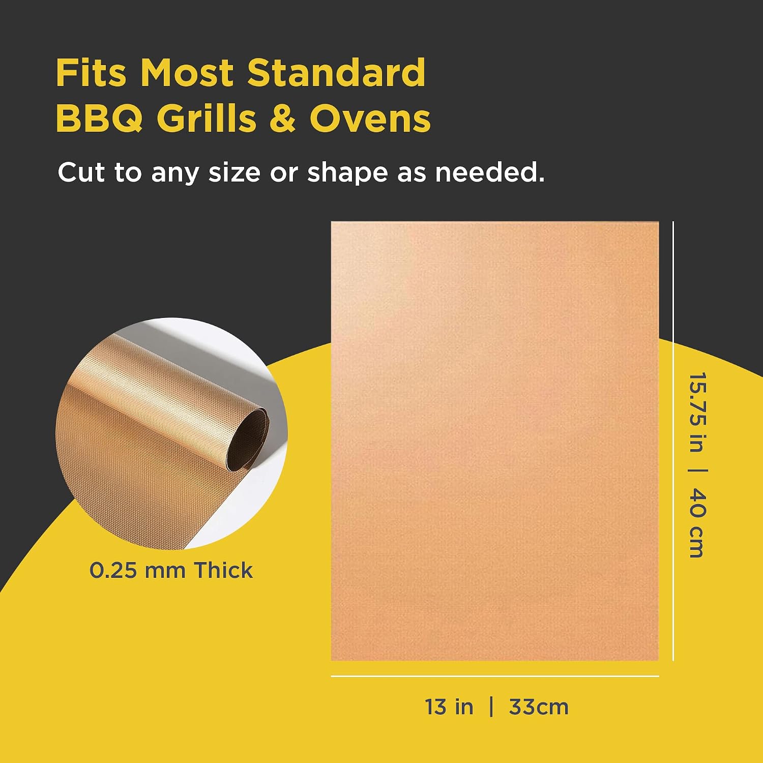 Copper Non-Stick Reusable Grill & Baking Mats Set of 2