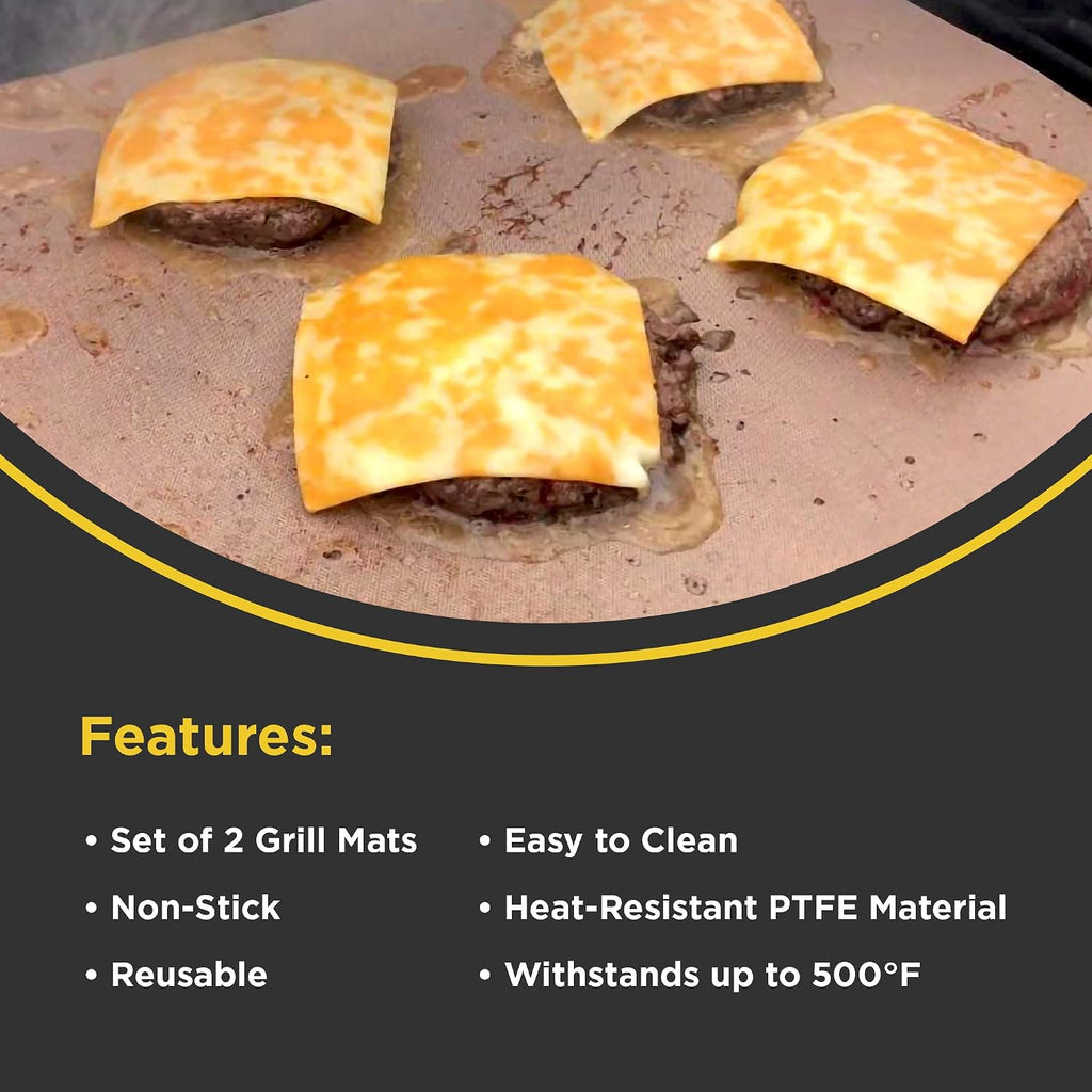 Copper Non-Stick Reusable Grill & Baking Mats Set of 2