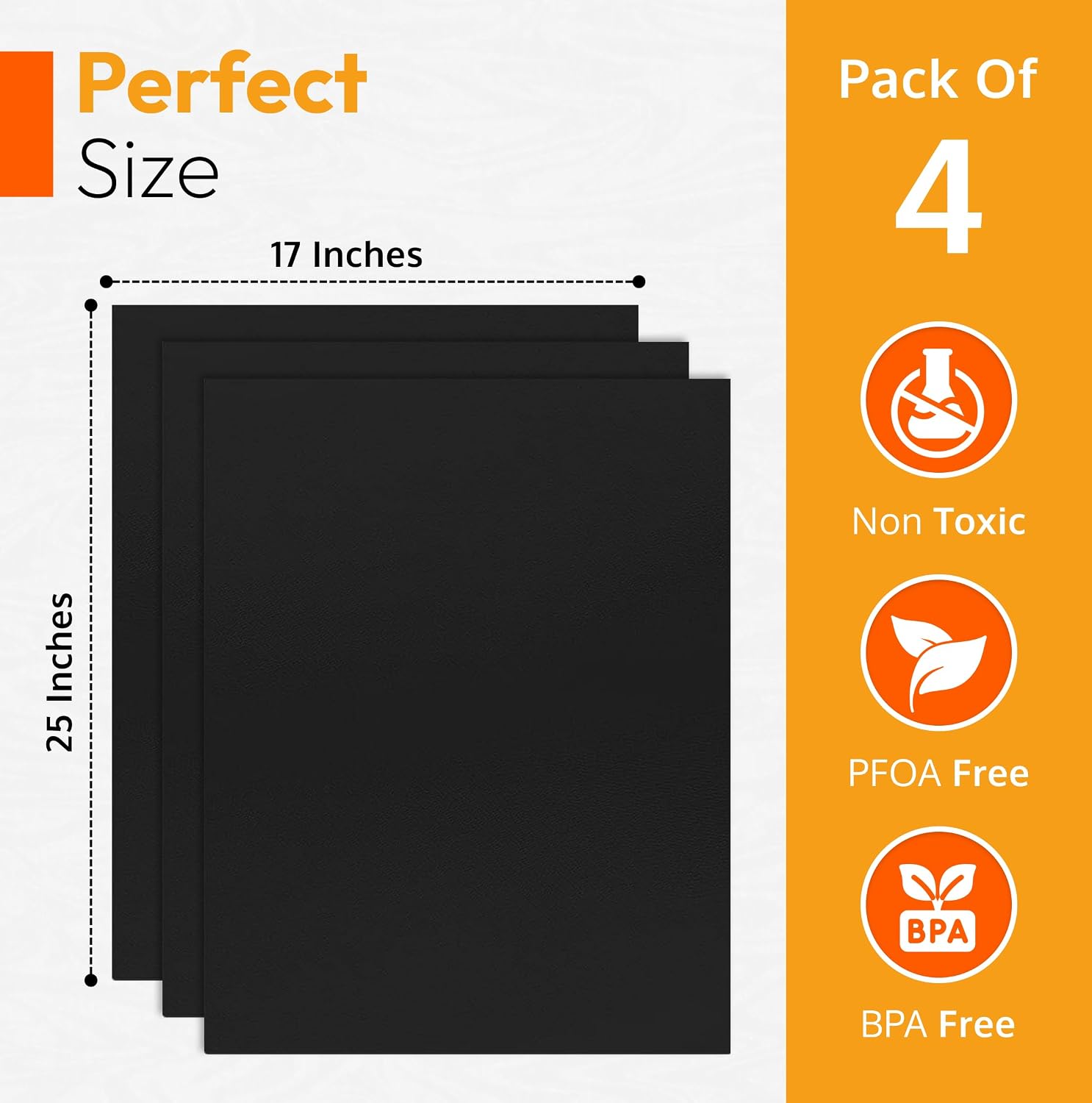 Black Nonstick Oven Liner Mats 4 Pack