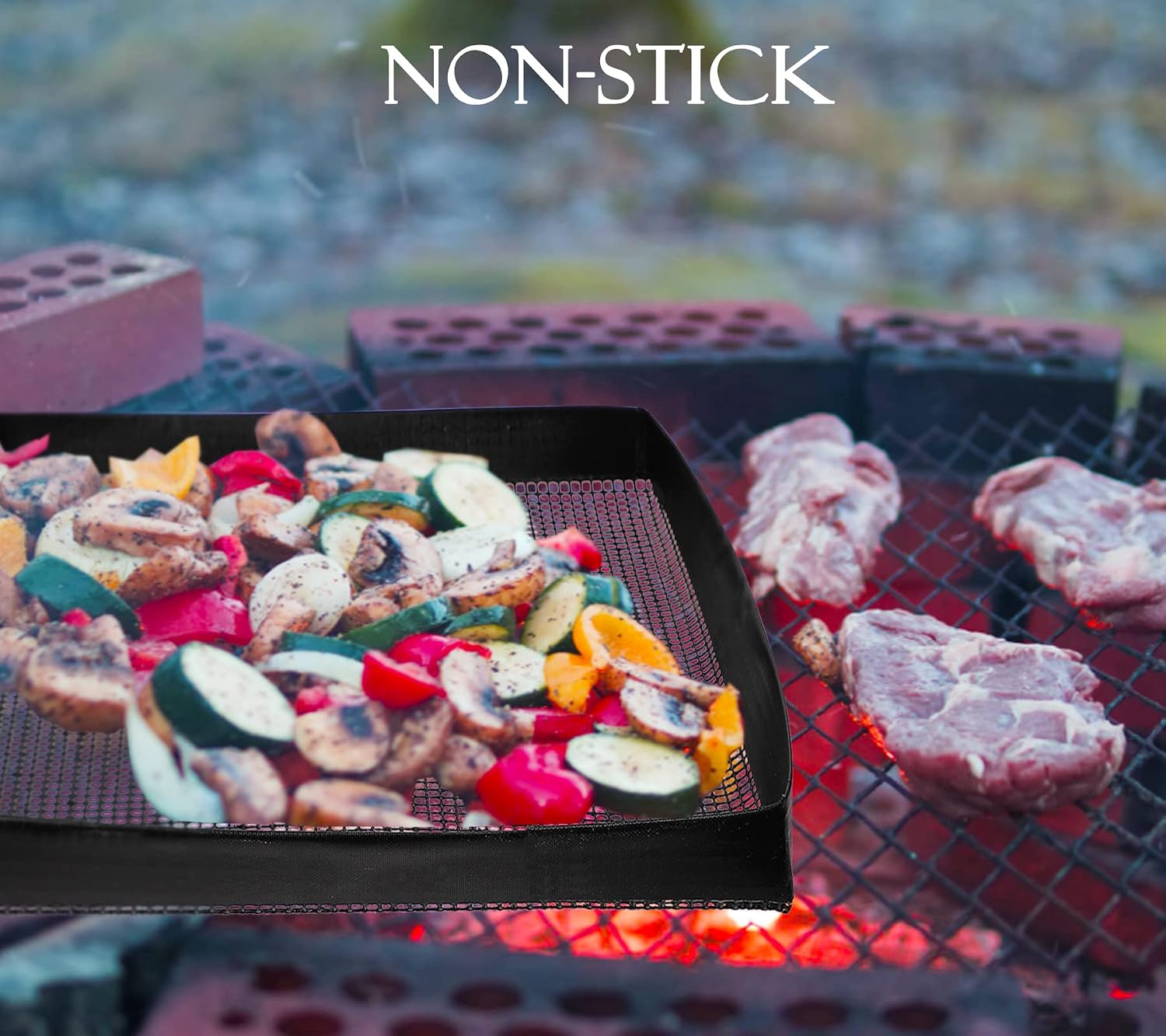 Black Non-Stick Grill Mesh Baskets Pack of 2