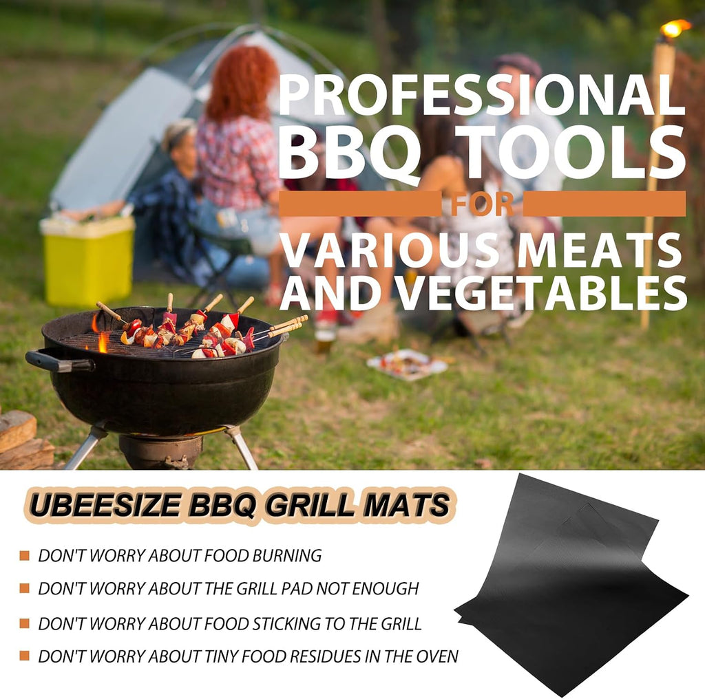 Non-Stick Reusable BBQ Grill Mats 6 Pack 15.75x13 Inch