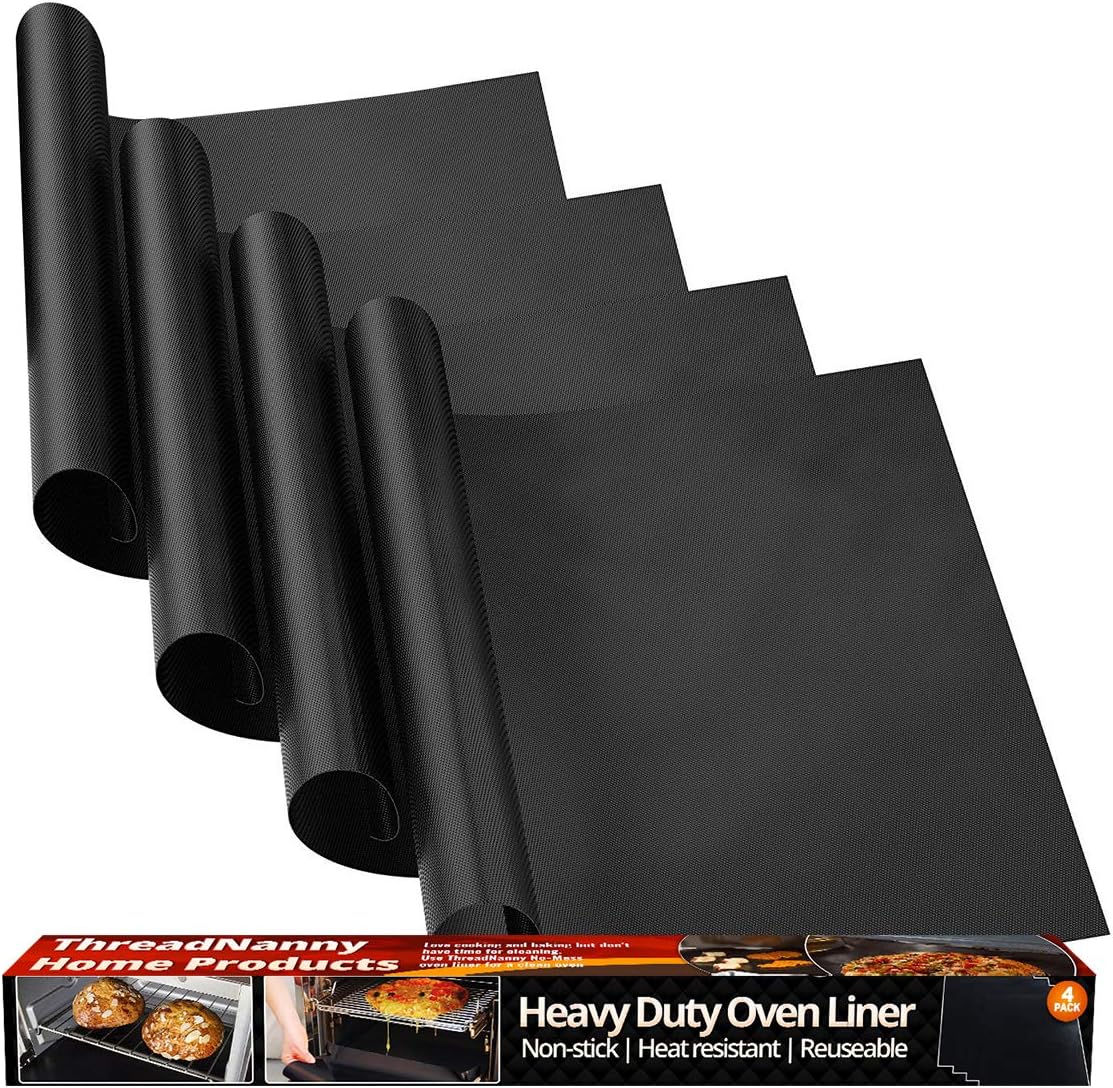 Black Nonstick Oven Liner Mats 4 Pack