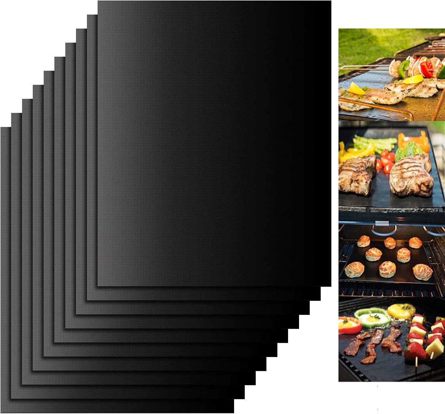 Stick Reusable BBQ Grill Mats Set of 10