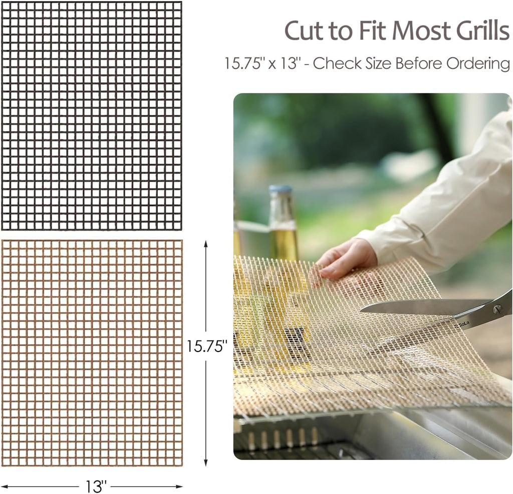 Non-Stick BBQ Grill Mesh Mats 6 Pack