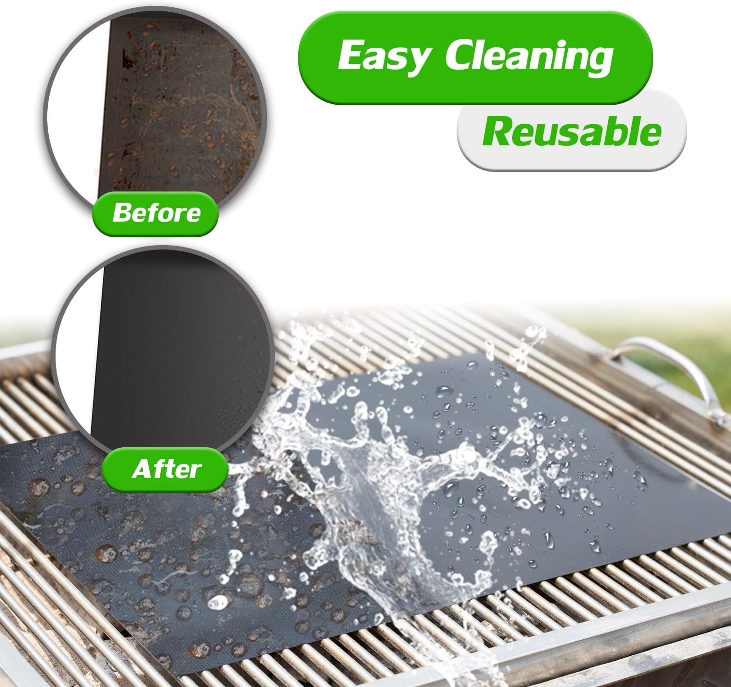 Non-Stick BBQ Grill Mats Set of 10
