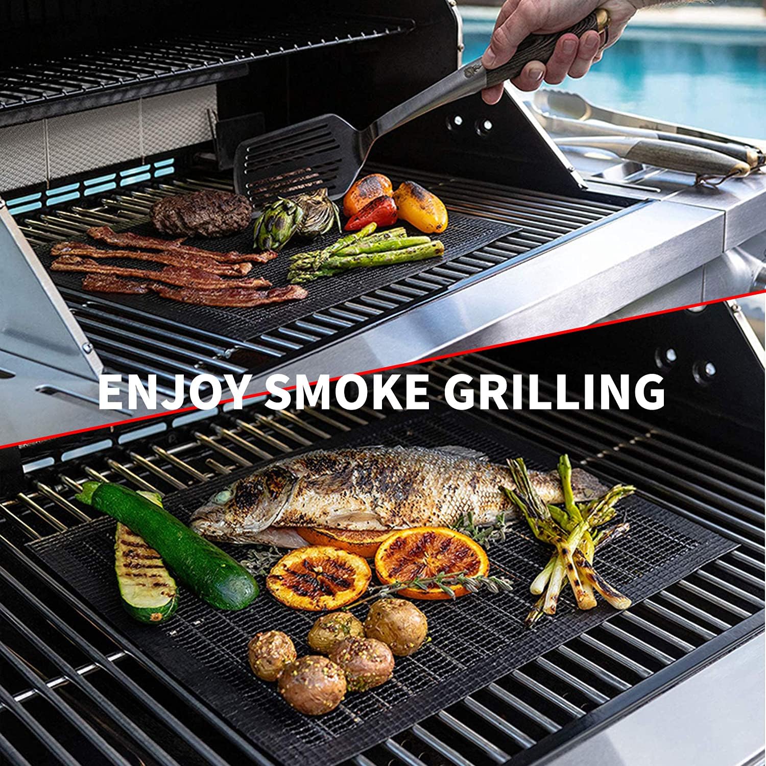 Non-Stick Reusable Grill Mesh Mats Set of 3