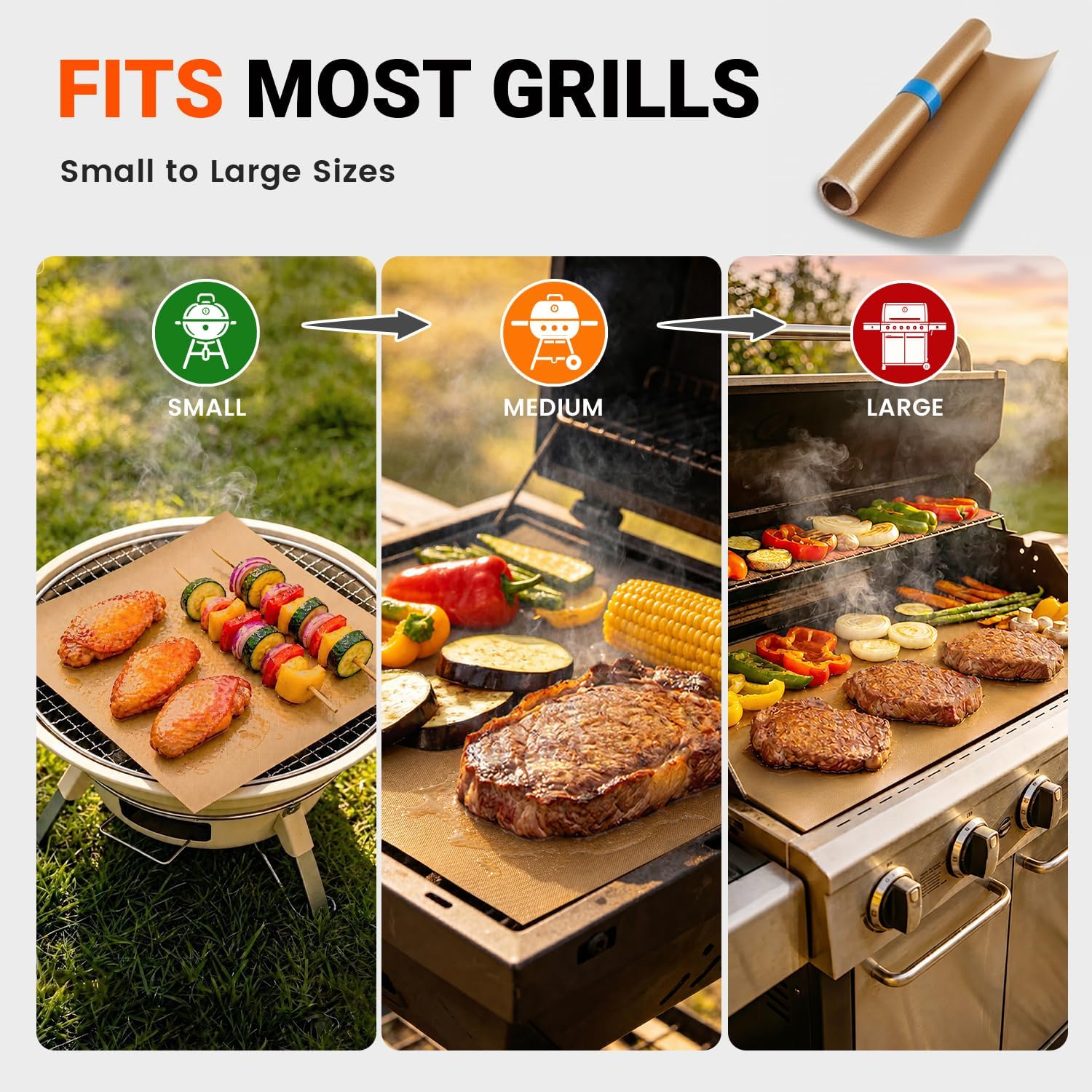 Stick Reusable Grill Mat Roll 15.75 x 100 Inch