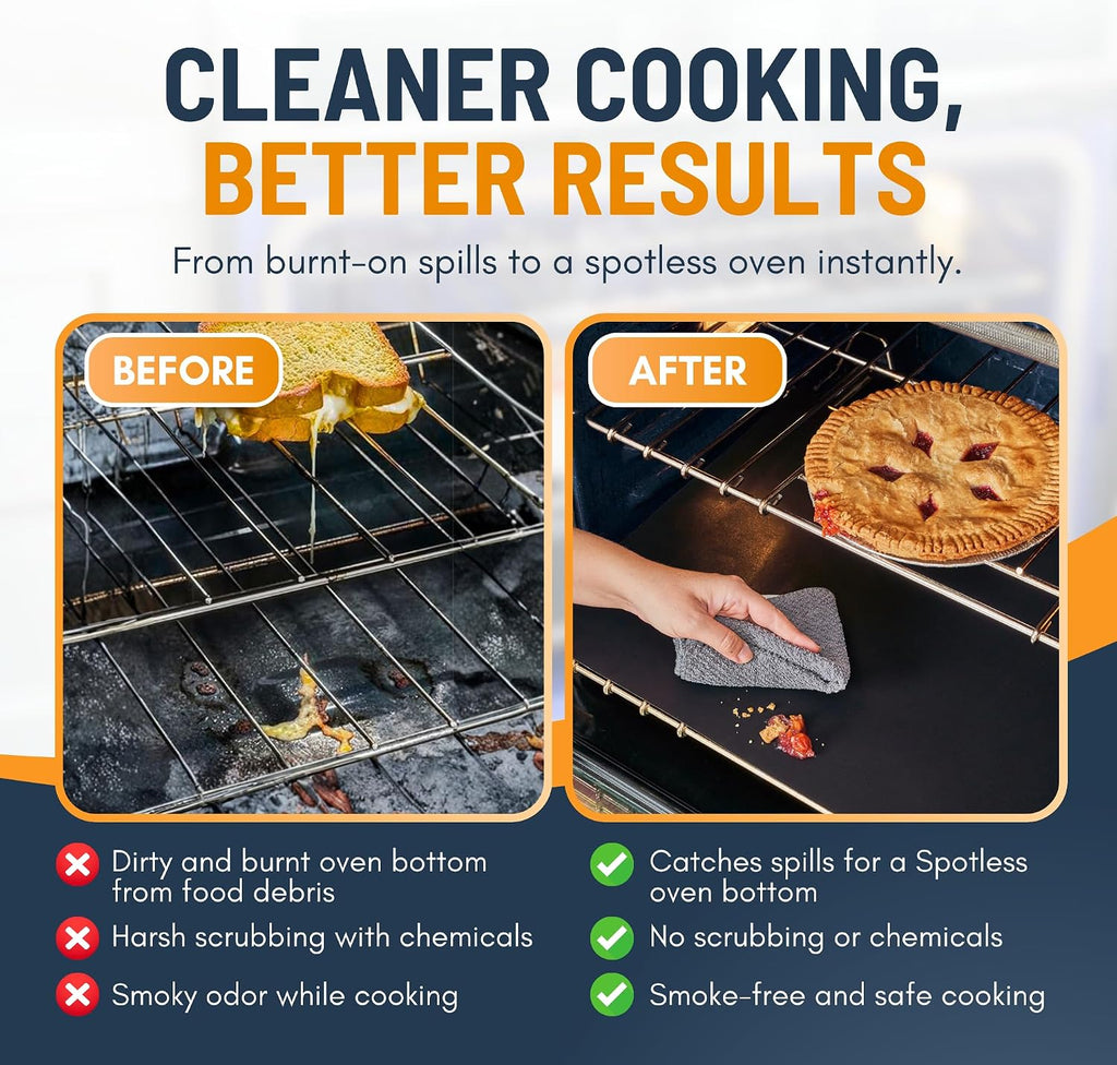 Black Non-Stick Reusable Oven Liner Mats
