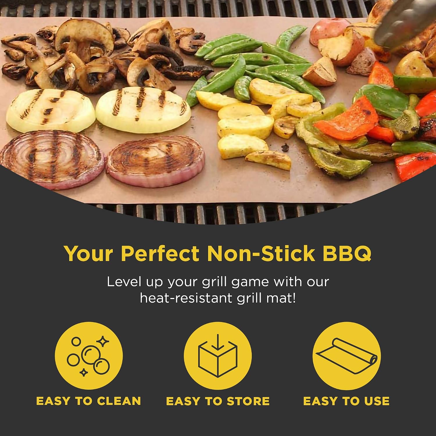 Copper Non-Stick Reusable Grill & Baking Mats Set of 2