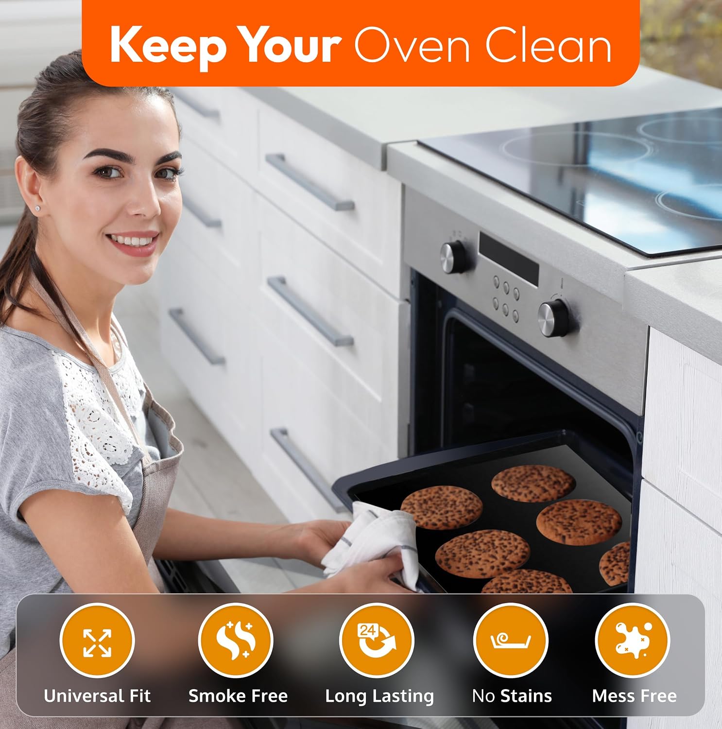 Black Nonstick Oven Liner Mats 4 Pack