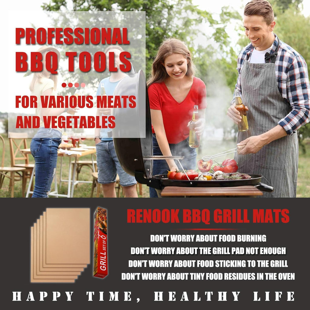BBQ Grill Mats 6 Pack 15.75x13 Inch