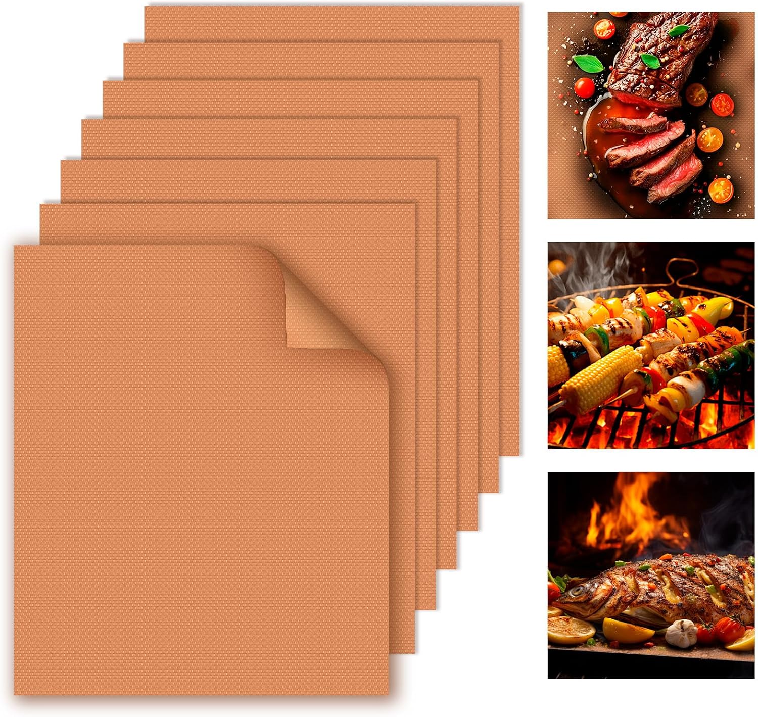BBQ Grill Mats 7 Pack 15.75x13 Inch