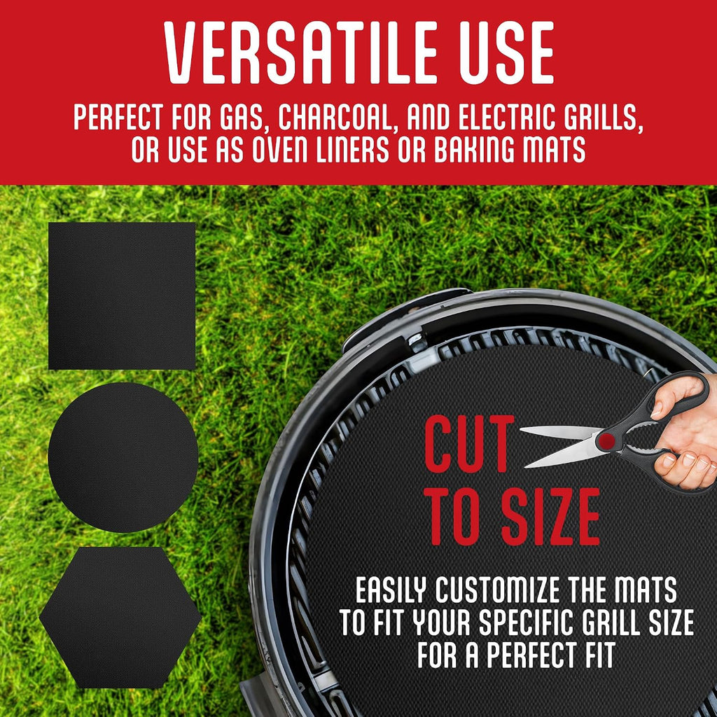 Black Non Stick Reusable Grill Mats Set of 3