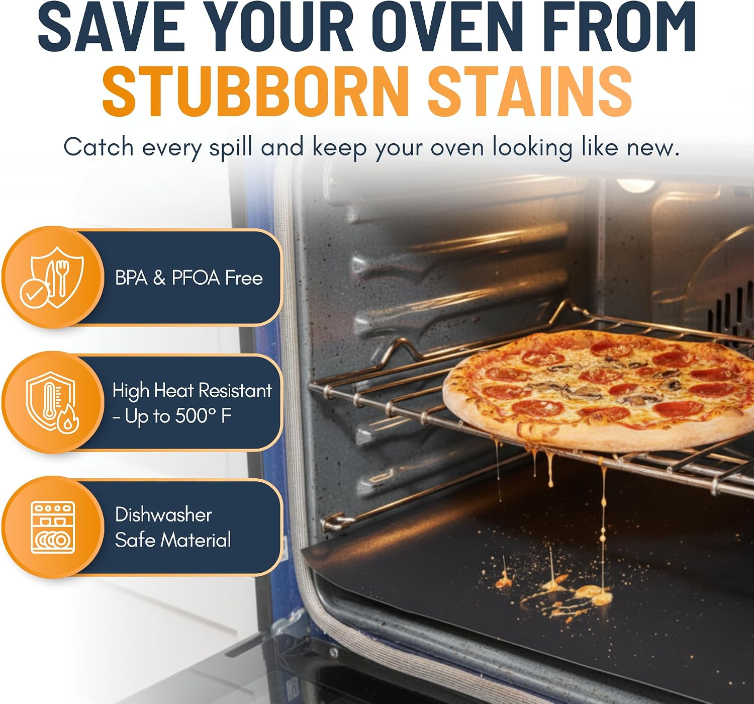 Black Non-Stick Reusable Oven Liner Mats