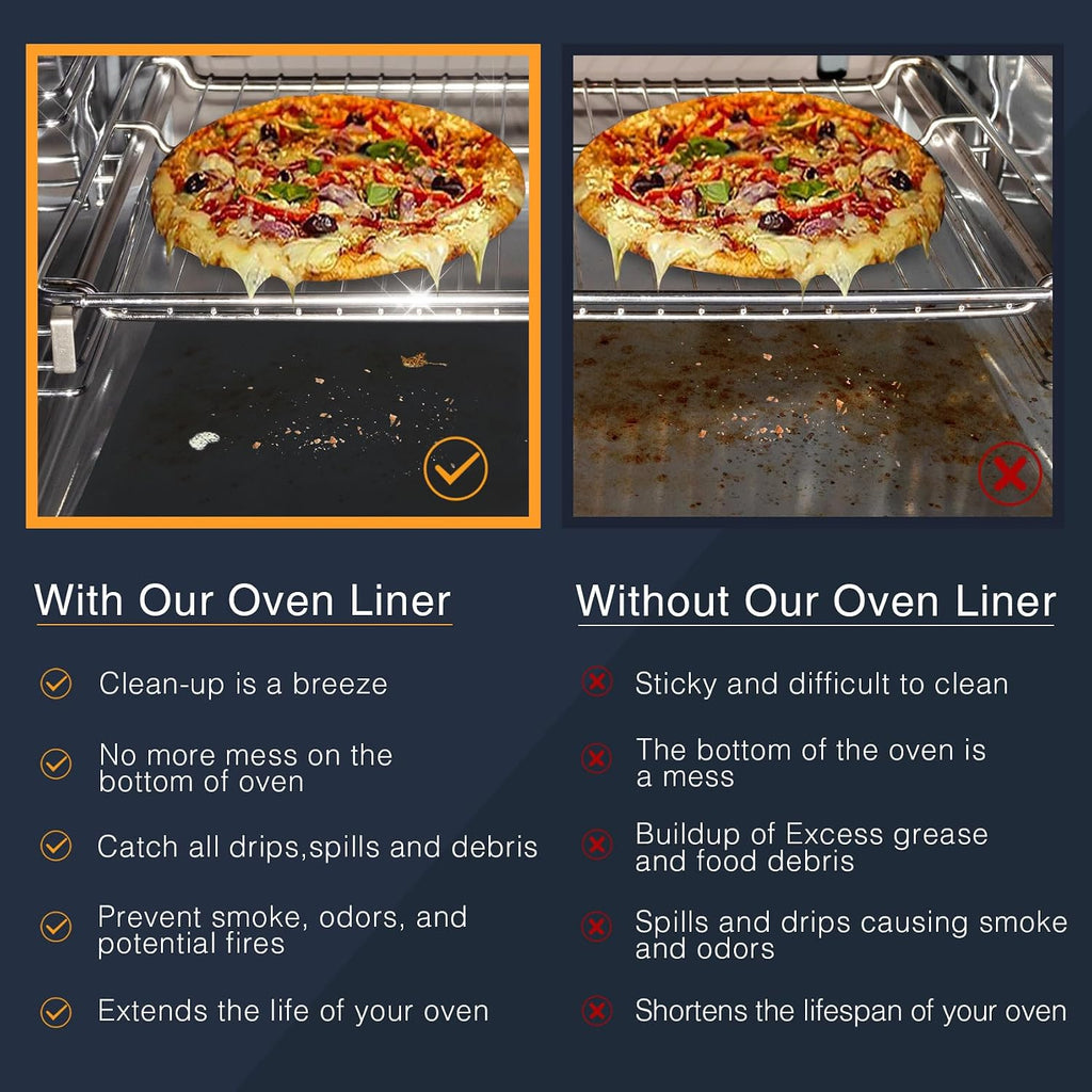 Black Non-Stick Oven Liner Mats 4 Pack