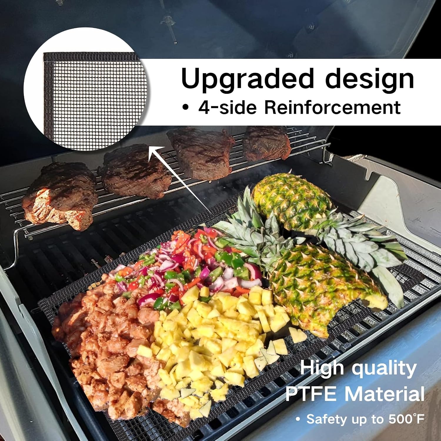 Non-Stick Reusable Grill Mesh Mats 3 Pack
