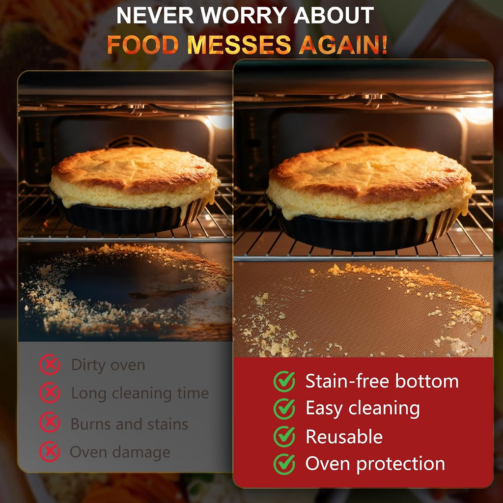 Copper Non-Stick Reusable Oven Liner Mat 17"x75"