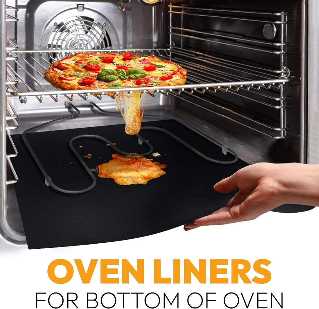 Black Non-Stick Reusable Oven Liner Mats 3 Pack