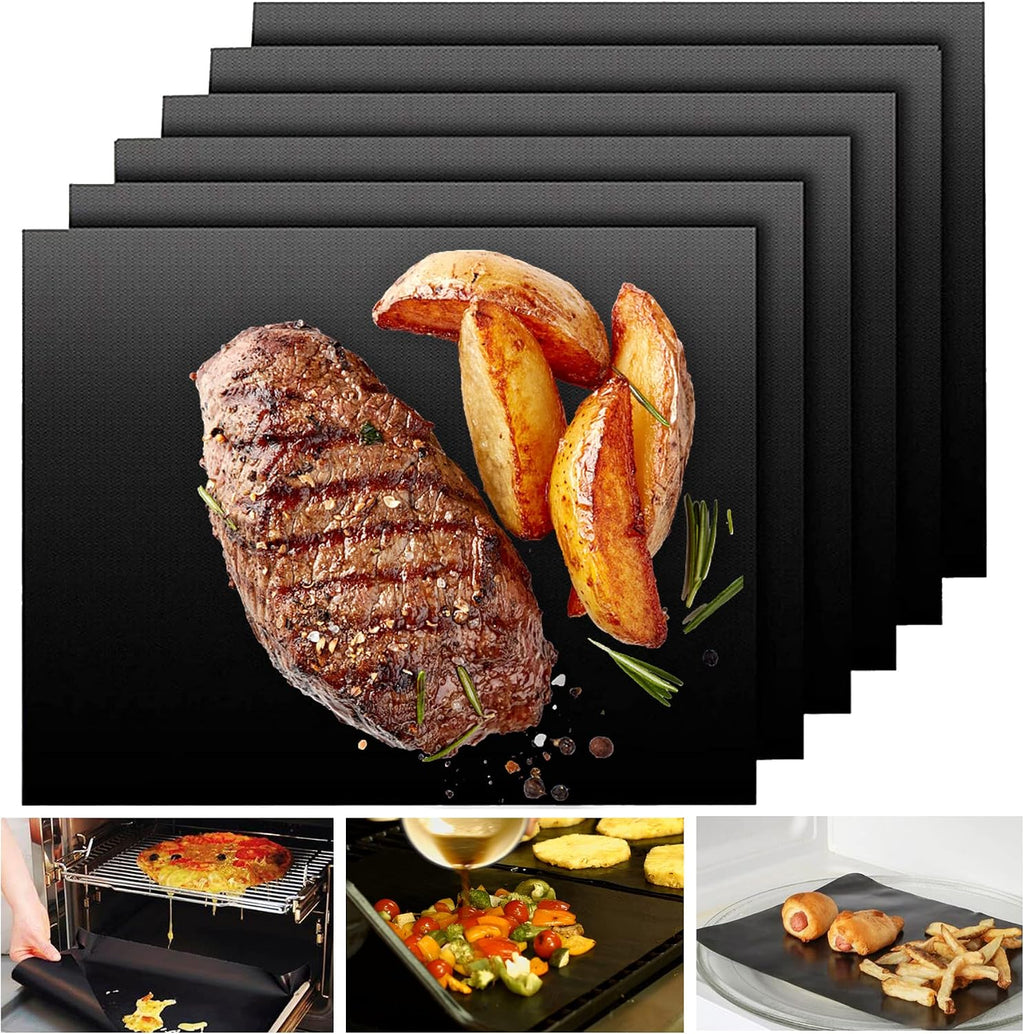 Non-Stick Reusable BBQ Grill Mats 6 Pack 15.75x13 Inch