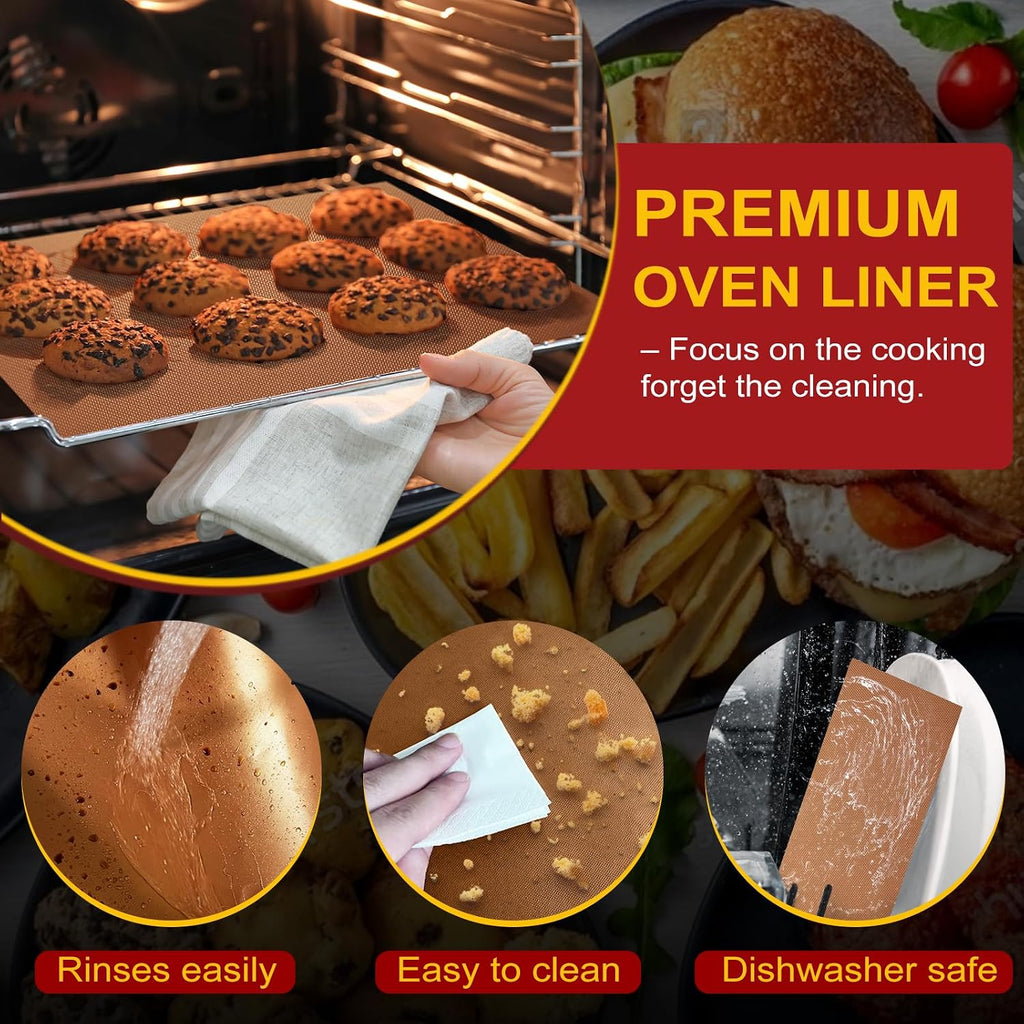 Copper Non-Stick Reusable Oven Liner Mat 17"x75"