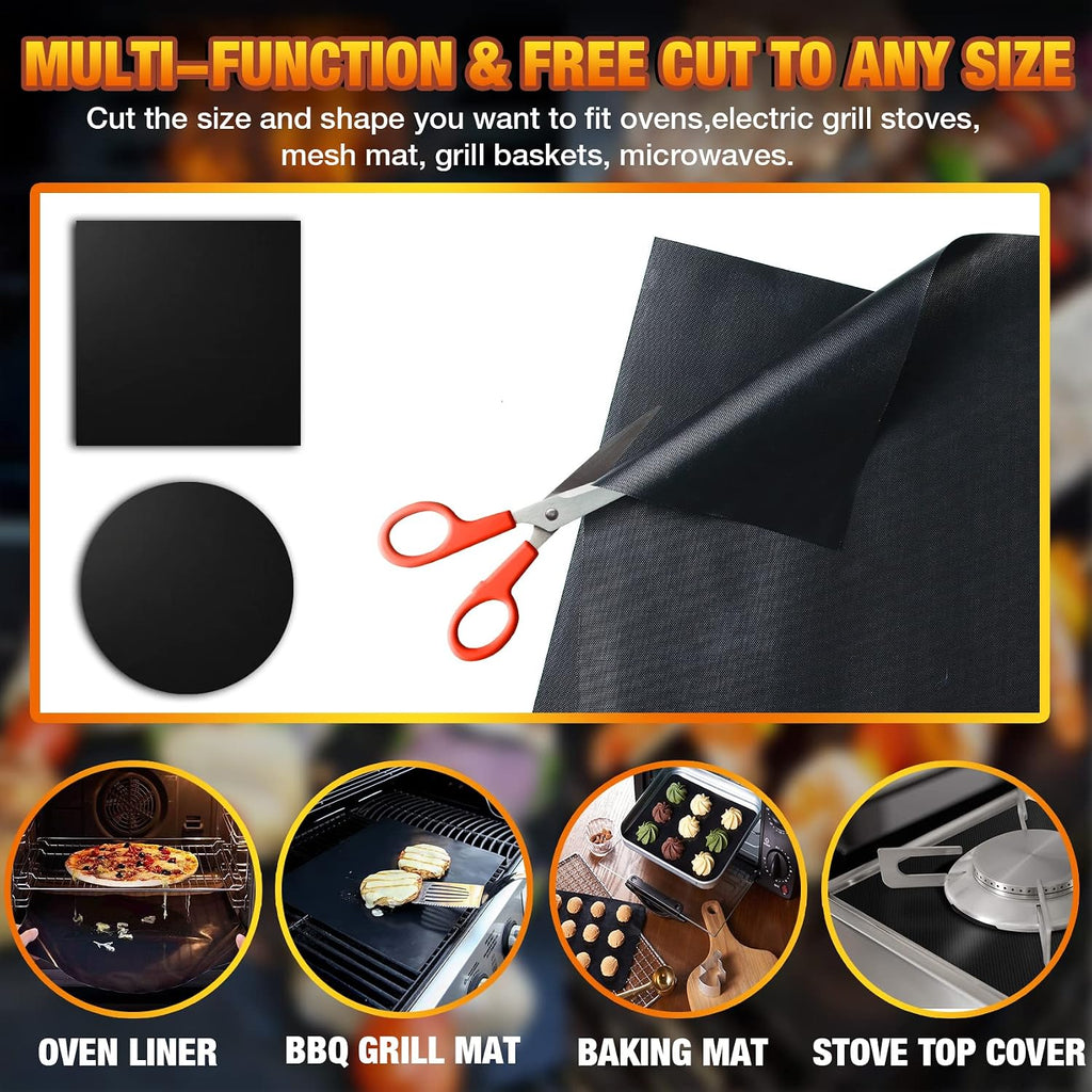 Black Non-Stick Oven Liner Mats 4 Pack