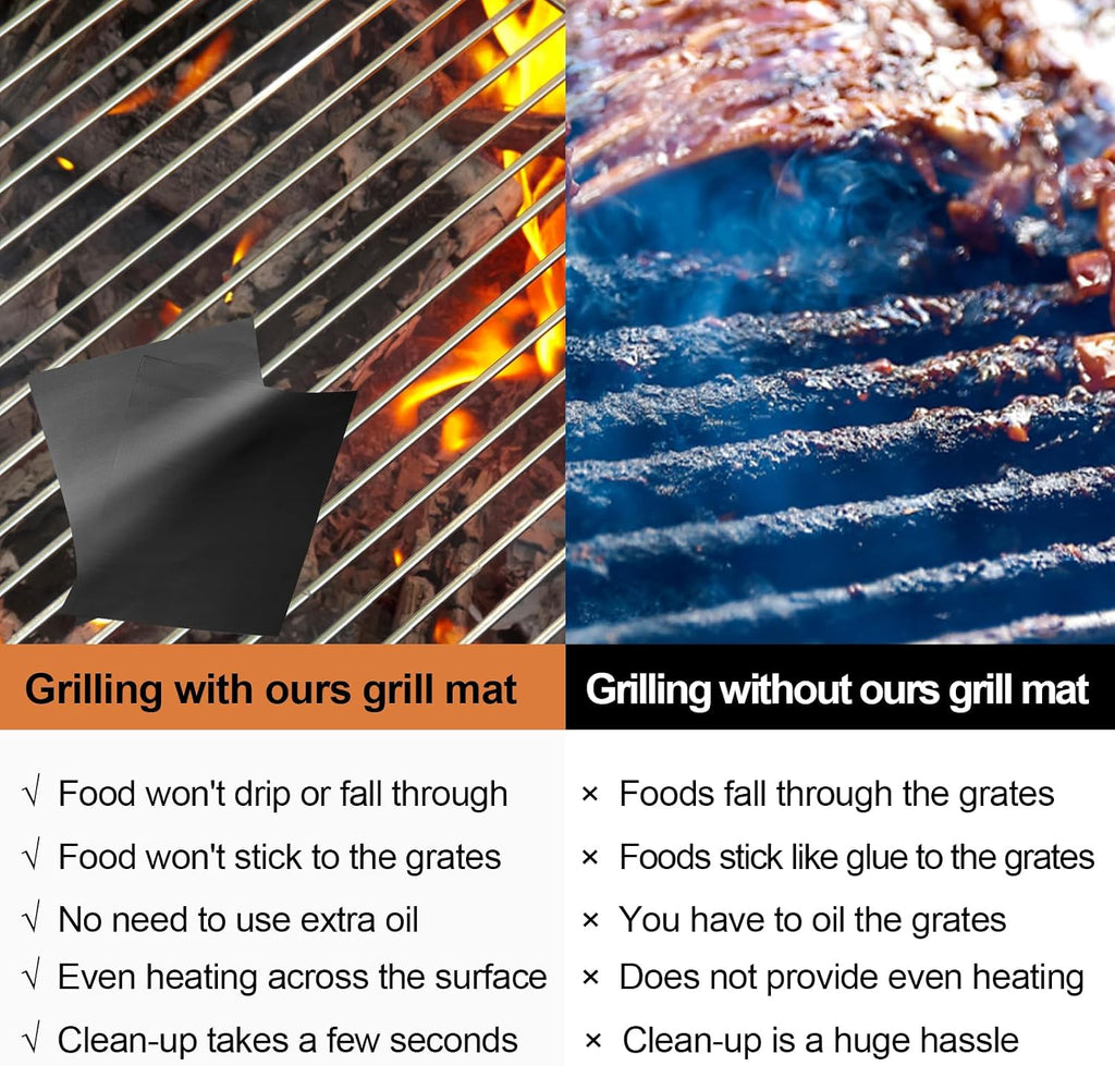 Non-Stick Reusable BBQ Grill Mats 6 Pack 15.75x13 Inch