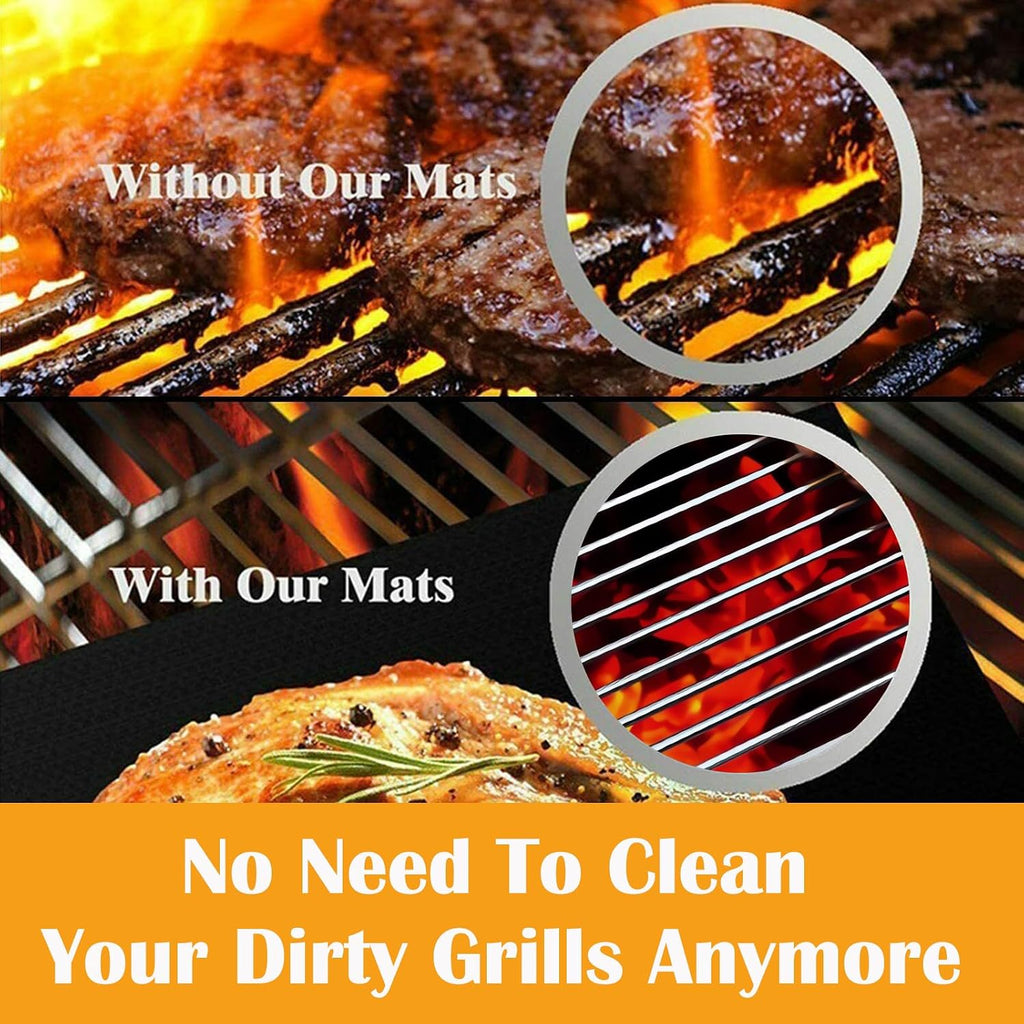 Stick Reusable BBQ Grill Mats Set of 10