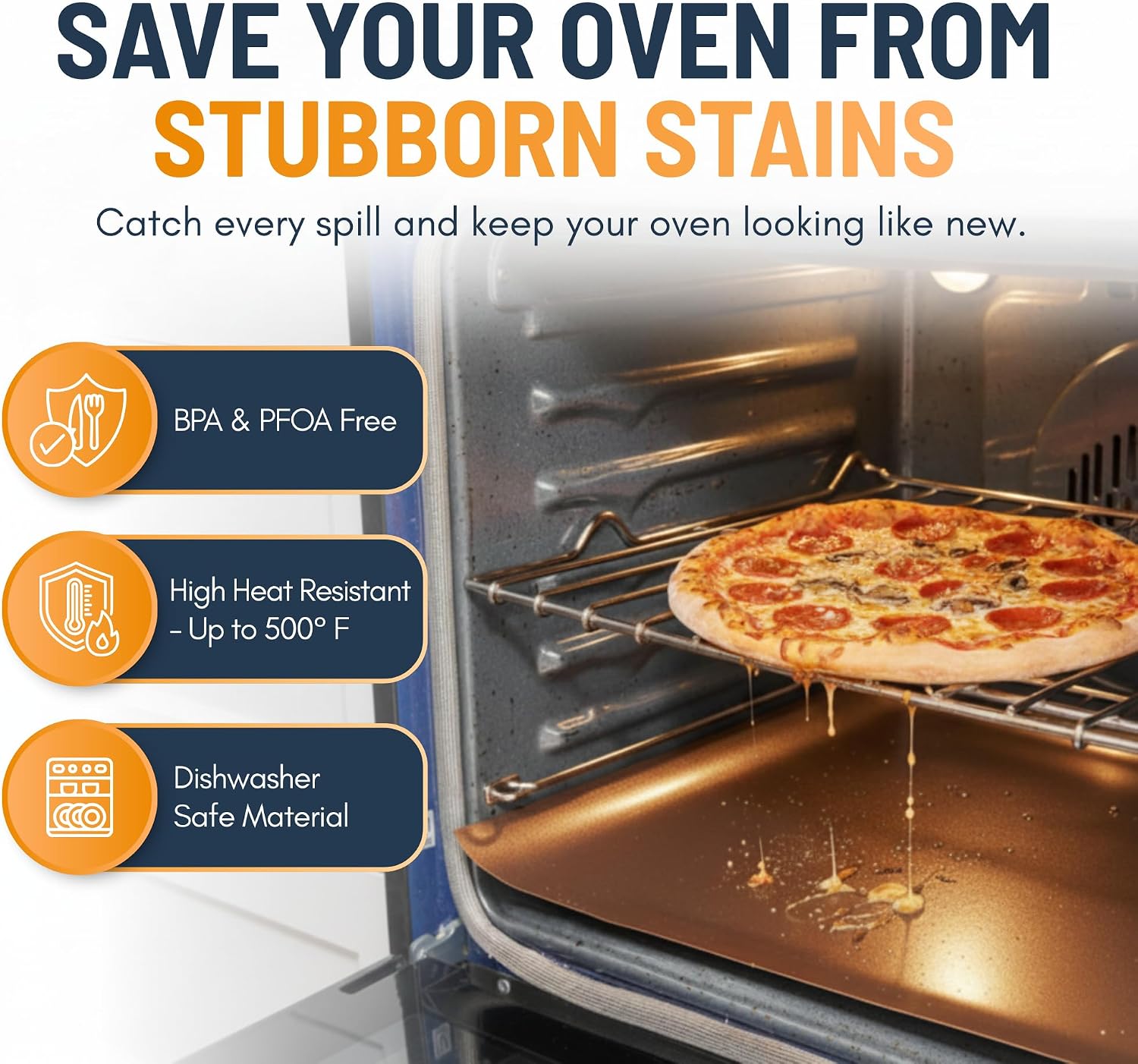 Stick Reusable Oven Liners 4 Pack 17”x25”