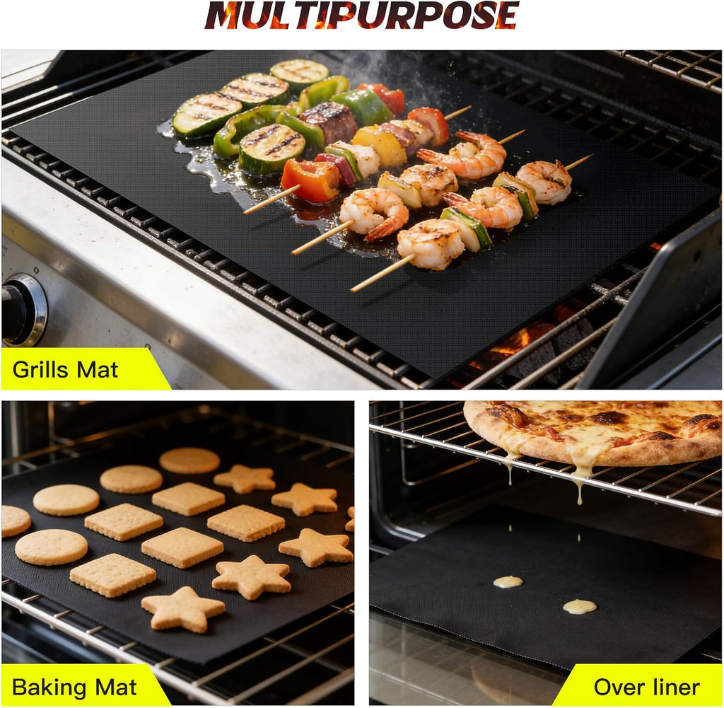 Black Non Stick Reusable Grill Mats