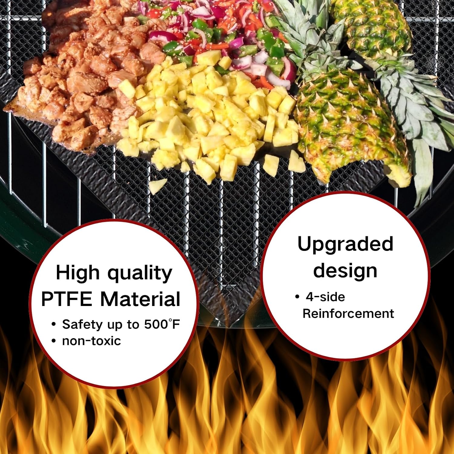 Non-Stick Reusable Grill Mesh Mats 3 Pack