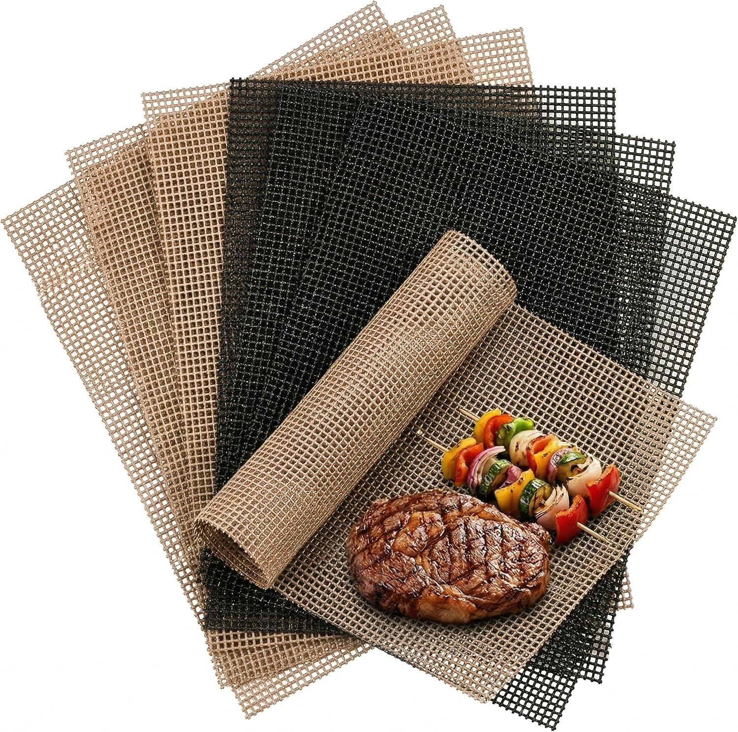 Non-Stick BBQ Grill Mesh Mats 6 Pack