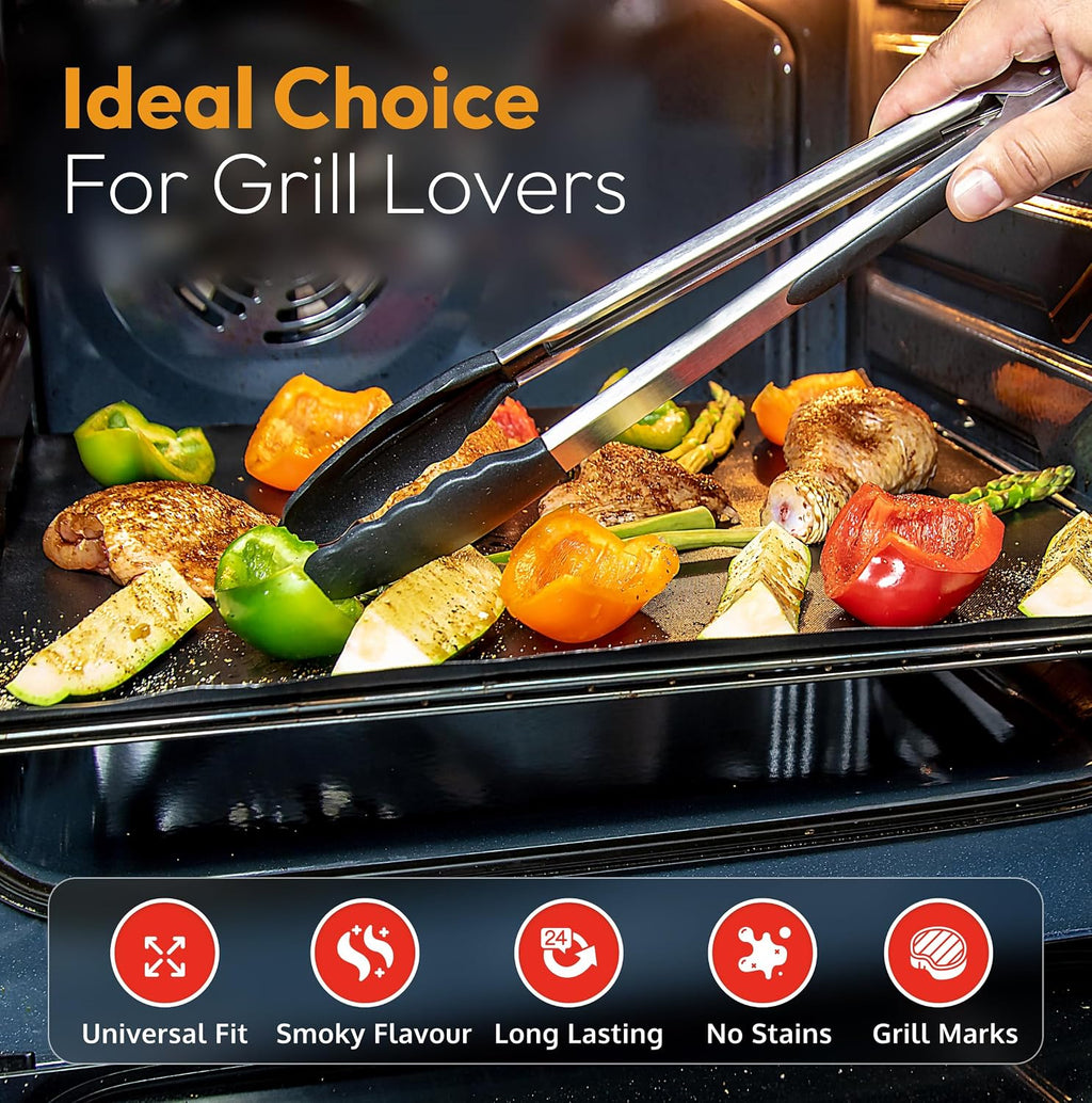 Black Non-Stick Reusable BBQ Grill Mats Set of 2